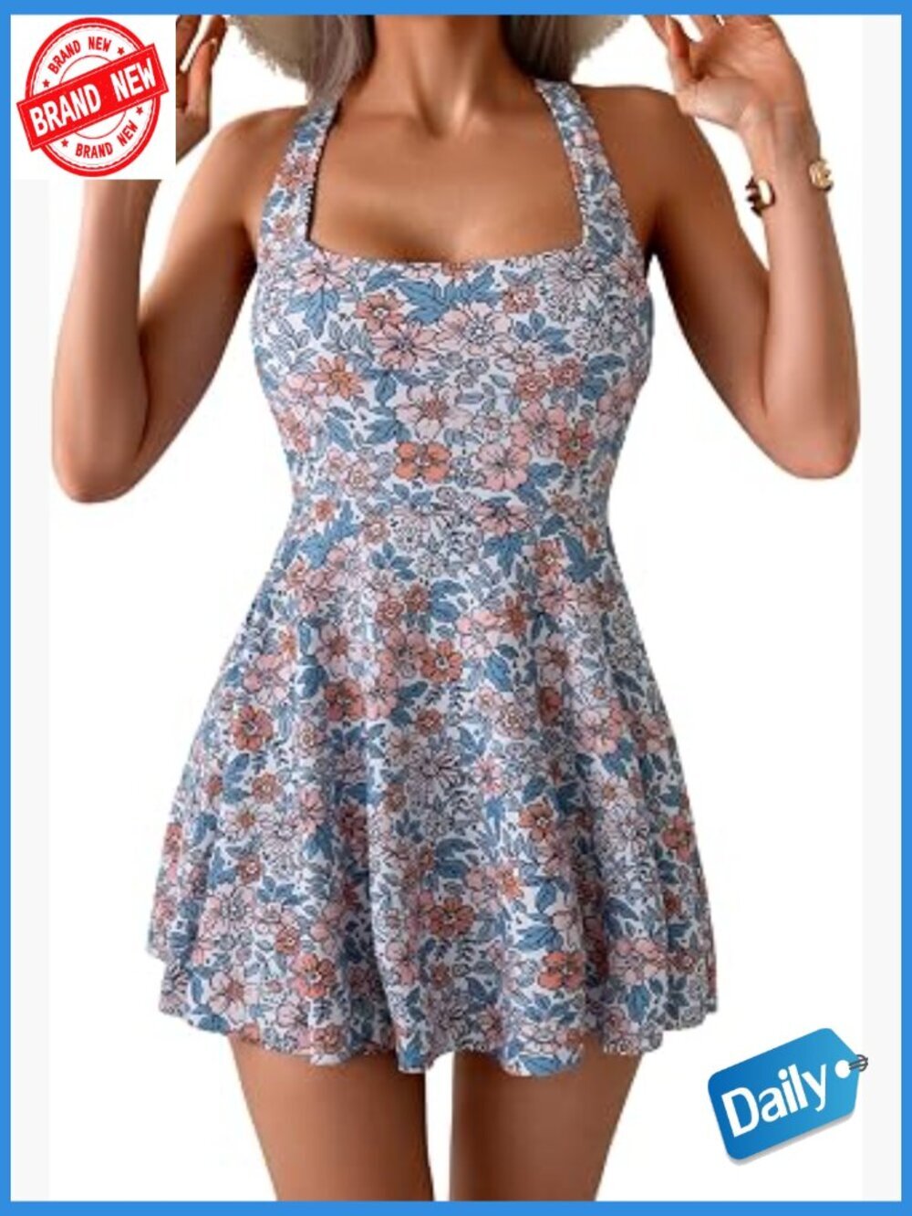 One Piece Swimdress Tummy Control Full Coverage Bathing Suit Side Pocket